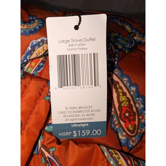 Vera Bradley Bag Large Orange Travel Duffel In Manor Paisley Print - Picture 2 of 7